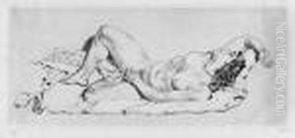 Three Prints.
Liegender Weiblicher Akt Oil Painting by Emil Orlik