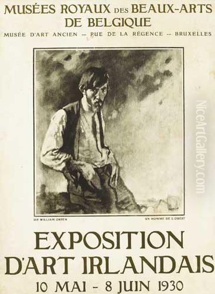Original Poster For The Exposition D'art Irlandaise, Belgium Oil Painting by Sir William Newenham Montague Orpen