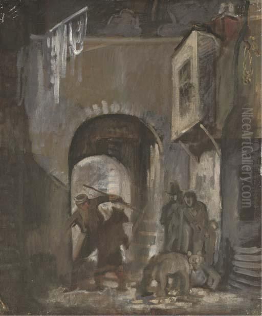 The Performing Bears Oil Painting by Sir William Newenham Montague Orpen