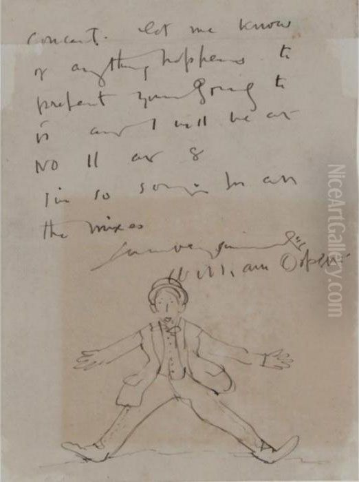 Sketch Of A Man, Most Probably A Self Portrait Oil Painting by Sir William Newenham Montague Orpen