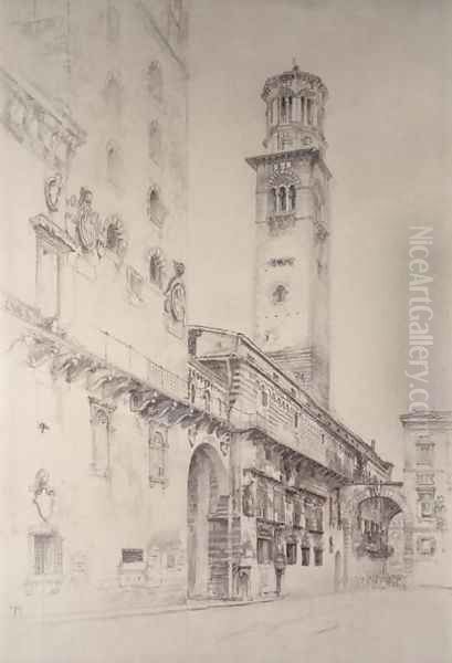 Piazza dei Signori, Verona Oil Painting by John Ruskin