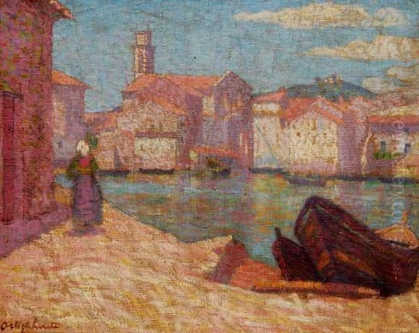 Promeneuse Sur Le Quai Oil Painting by Manuel Ortiz De Zarate