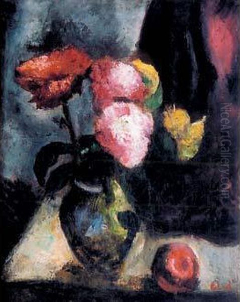 Bouquet De Pivoines Oil Painting by Manuel Ortiz De Zarate