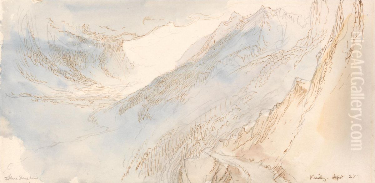 Mountainous Landscape Oil Painting by John Ruskin