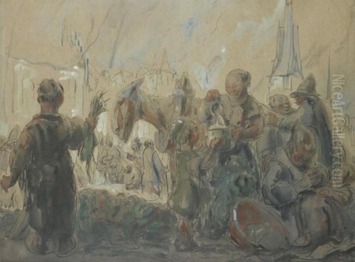 Op De Markt Oil Painting by Alfred Ost