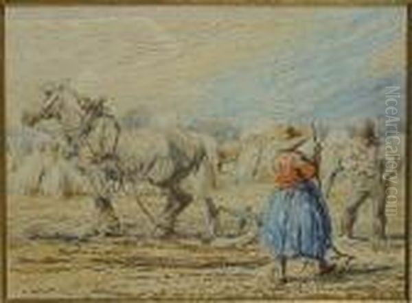 Couple De Paysans Sur Le Champ Oil Painting by Alfred Ost