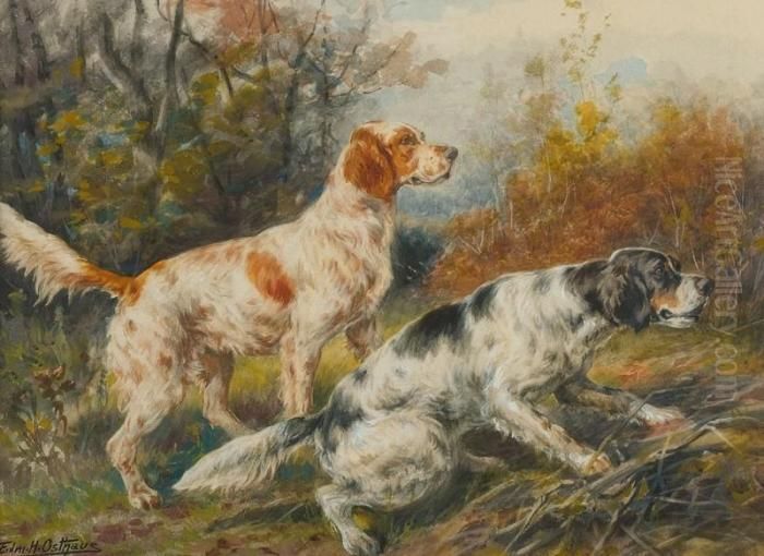 English Setters Oil Painting by Edmund Henry Osthaus