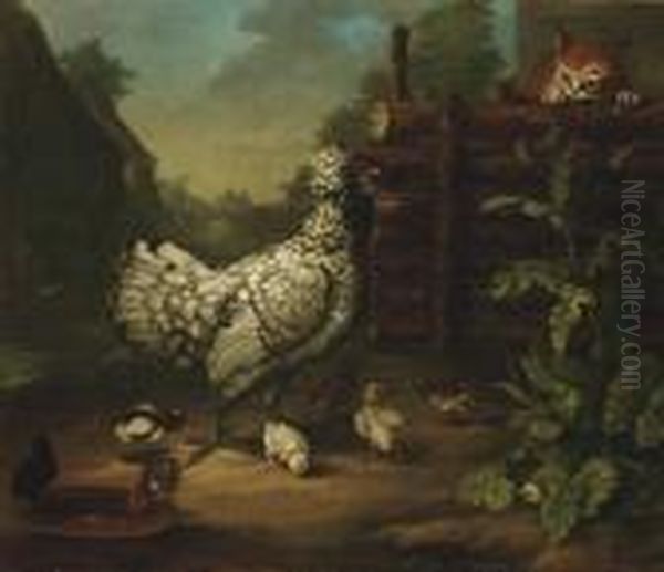 Chat Dans Une Basse-cour Oil Painting by Jean-Baptiste Oudry