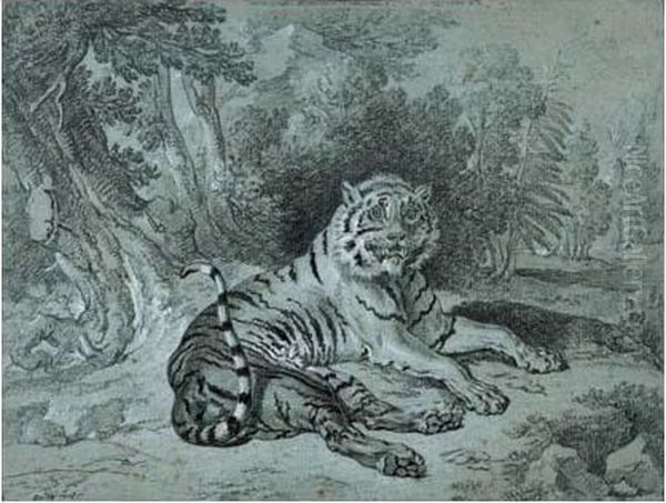 Tigre Couche Dans Un Paysage Oil Painting by Jean-Baptiste Oudry