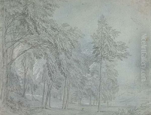 Landscape With Rolling Hills And A Valley Through A Forest Oil Painting by Jean-Baptiste Oudry