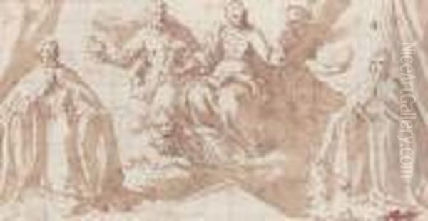 La Vierge, Saint Marc Et Le Doge
 Antonio Priuli, L'ange Gardien Et Le Doge Francesco Contarini Oil Painting by Acopo D'Antonio Negretti (see Palma Giovane)