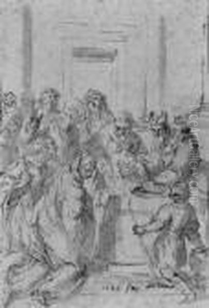 Die Beschneidung Christi. Oil Painting by Acopo D'Antonio Negretti (see Palma Giovane)