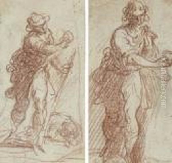 Un Santo; E Un Santo Oil Painting by Acopo D'Antonio Negretti (see Palma Giovane)