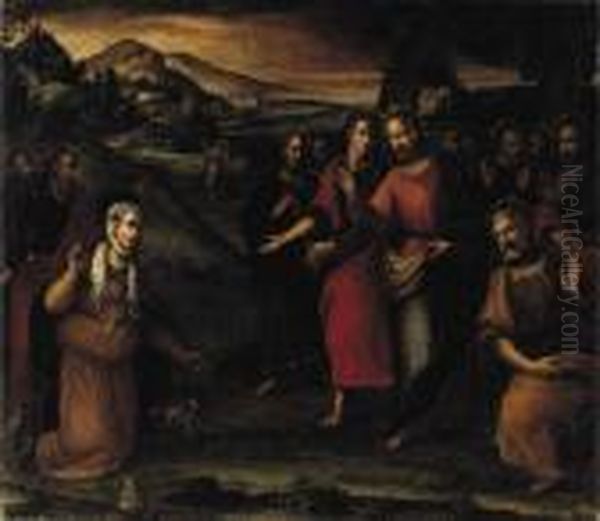 Noli Me Tangere Oil Painting by Acopo D'Antonio Negretti (see Palma Giovane)