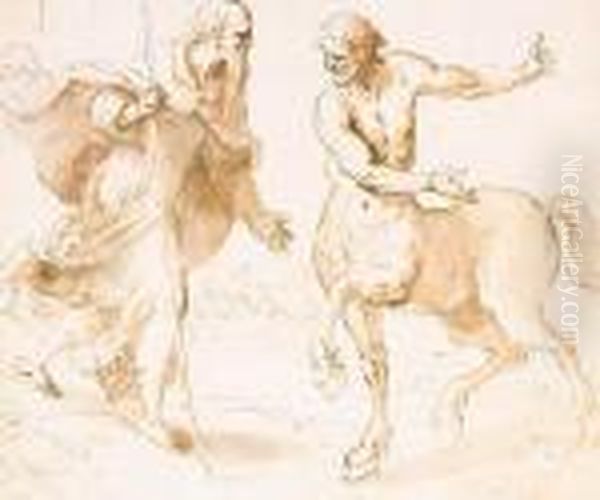 Palma
Saint Anthony Abbot And A Centaur
Black Chalk Oil Painting by Acopo D'Antonio Negretti (see Palma Giovane)