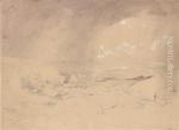 A Welsh Landscape Oil Painting by Samuel Palmer