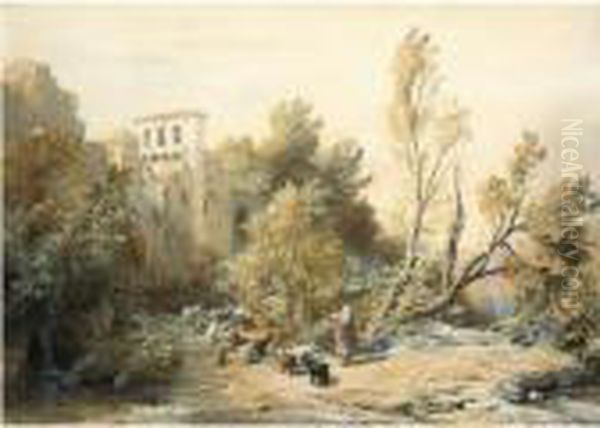 La Vocatella Near Corpo Di Cava In The Neighbourhood Of Salerno And Naples Oil Painting by Samuel Palmer