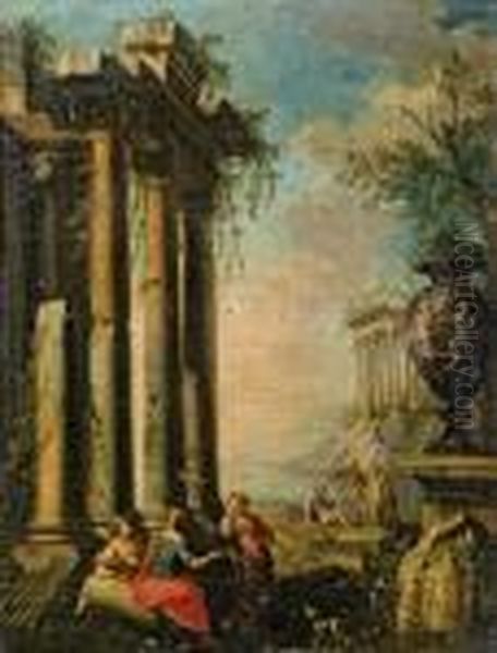 Capriccio Oil Painting by Giovanni Niccolo Servandoni