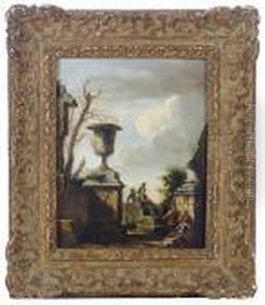 A 
Capriccio Oil Painting by Giovanni Niccolo Servandoni