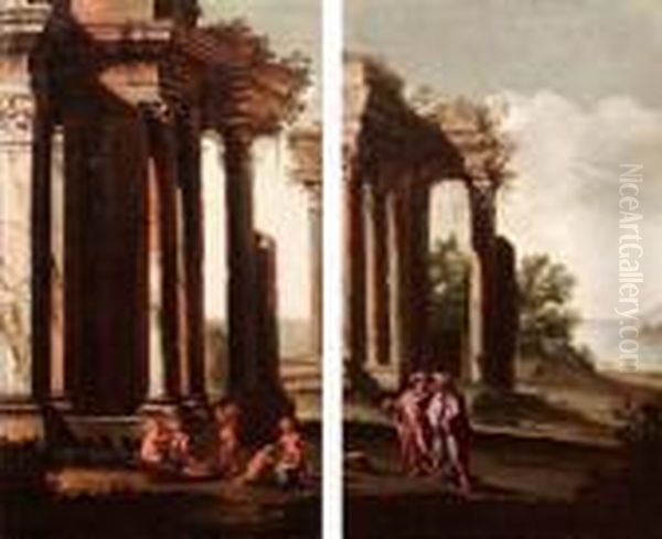 Capriccio Architettonico Con Putti
Capriccio Architettonico Con Figure Oil Painting by Giovanni Niccolo Servandoni