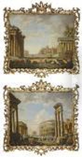 An Architectural 
Capriccio Oil Painting by Giovanni Niccolo Servandoni