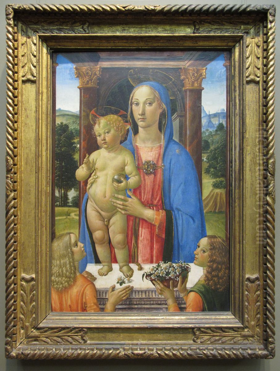 Madonna and Child with Angels Oil Painting by Cosimo Rosselli