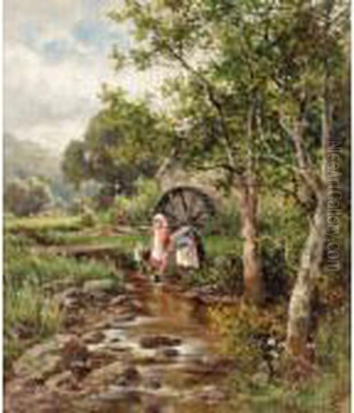 The Old Mill At Betws-y-coed Oil Painting by Henry Hillier Parker