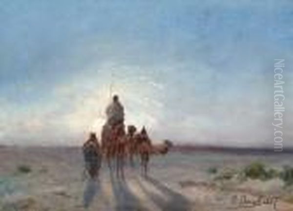 Caravanes Au Crepuscule Oil Painting by Paul Pascal