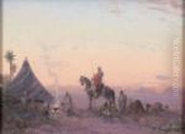 Campement Arabe, Effet Du Soir Oil Painting by Paul Pascal