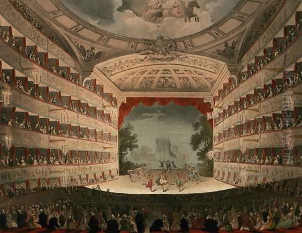New Covent Garden Theatre, 1810, from Ackermanns Microcosm of London Oil Painting by T. Rowlandson & A.C. Pugin