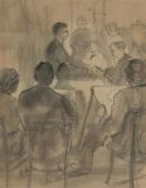 Sketching Class Oil Painting by Jules Pascin