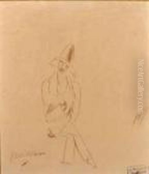 Personnage Au Chapeau Oil Painting by Jules Pascin