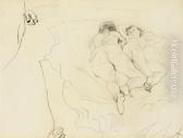 Deux Femmes Allongees Oil Painting by Jules Pascin