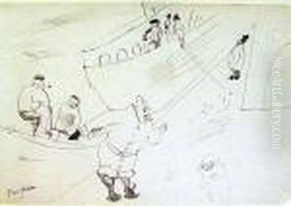 Sur Les Quais Oil Painting by Jules Pascin