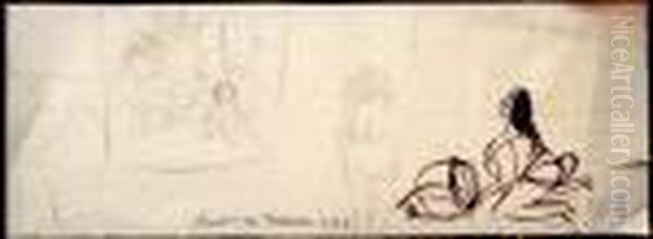 Femme Au Tonneau Oil Painting by Jules Pascin