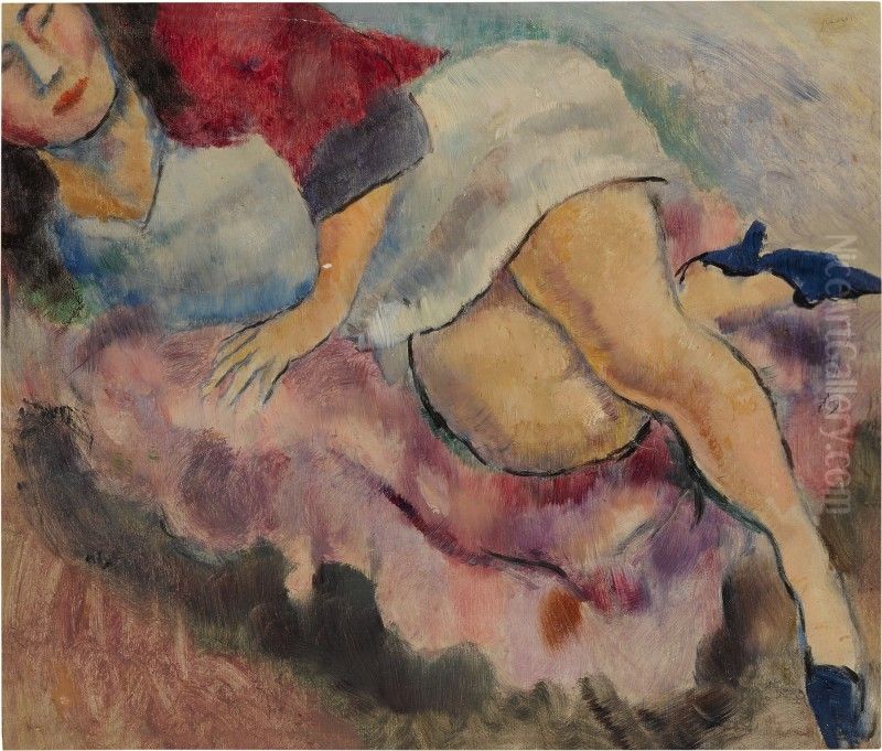 Jeune Femme Allongee Oil Painting by Jules Pascin