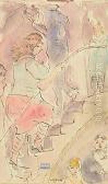 Two Watercolors.
Deux Femmes Oil Painting by Jules Pascin