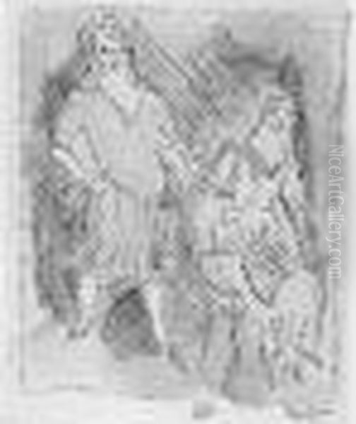 Dessin A L'encre, Rehausse 
D'aquarelle, Signe En Bas A Droite, Porte Le Timbre De L'atelier En Bas 
Vers Le Milieu Et Porte Au Dos Un Timbre Succession Pascin. Oil Painting by Jules Pascin