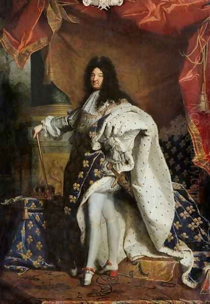 Louis XIV 1638-1715 in Royal Costume, 1701 Oil Painting by Hyacinthe Rigaud