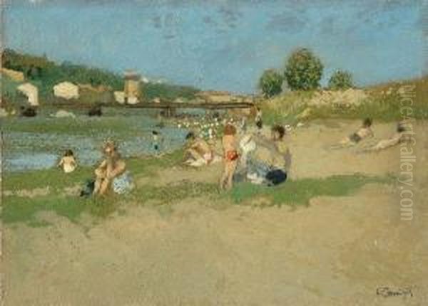Riva Dell'arno Oil Painting by Carlo Passigli