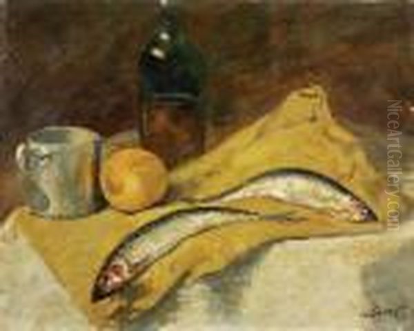 Natura Morta Con Pesci Oil Painting by Carlo Passigli