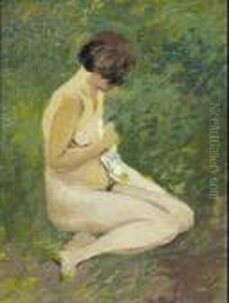 Nudo Femminile In Giardino Oil Painting by Carlo Passigli