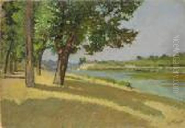 Paesaggio Con Fiume Oil Painting by Carlo Passigli