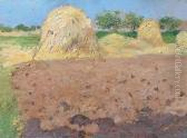 Terreno A Maggese E Pagliai Oil Painting by Carlo Passigli