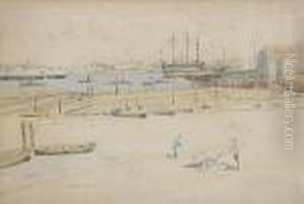 Study For 'hms Victory At Portsmouth Oil Painting by James Paterson