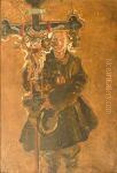 Chlopiec Huculski Niosacy Krzyz Oil Painting by Fryderyk Pautsch