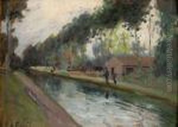 Promenade Le Long Du Canal Oil Painting by Elie Anatole Pavil