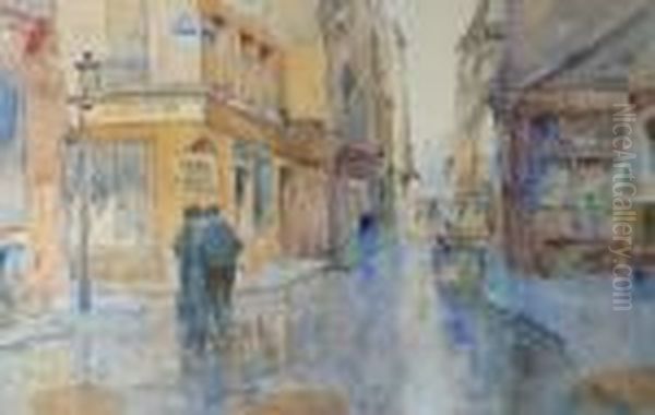 Discusion Devant Le Magasin De Liqueurs Oil Painting by Elie Anatole Pavil