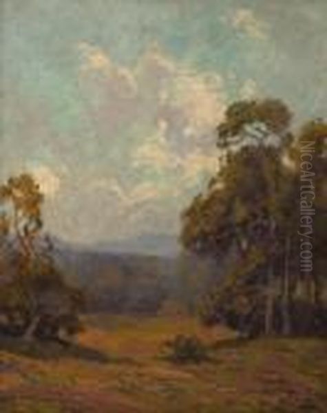 Wildflowers In A California Landscape Oil Painting by Edgar Alwin Payne