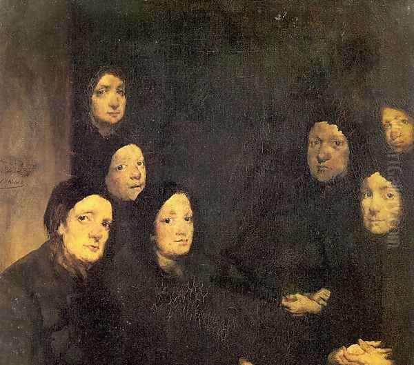 At the Sermon Oil Painting by Theodule Augustine Ribot